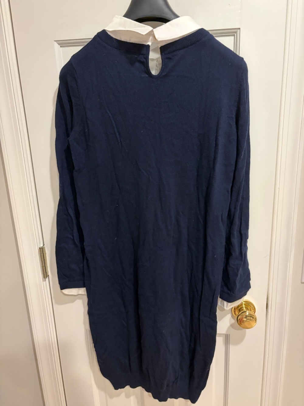 Seraphine Navy Blue Knit Shirt Dress Collar - Picture 3 of 5